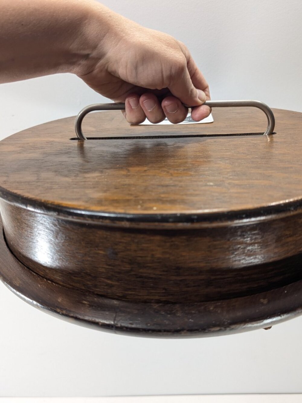 1896 Wooden Communion cup tray, Victorian Lord's Supper church caddie - Picture 14 of 14